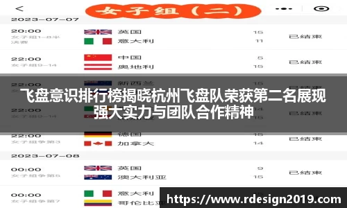 飞盘意识排行榜揭晓杭州飞盘队荣获第二名展现强大实力与团队合作精神